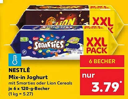 NESTLÉ Mix-in Joghurt mit Smarties oder Lion Cereals - 6 Becher