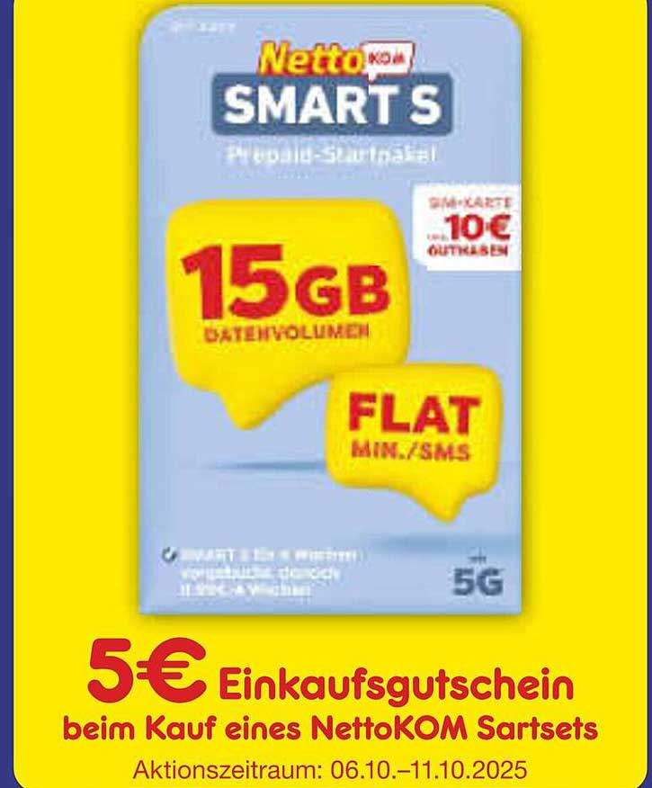 NettoKOM SMART S Prepaid-Startpaket mit 15GB Datenvolumen