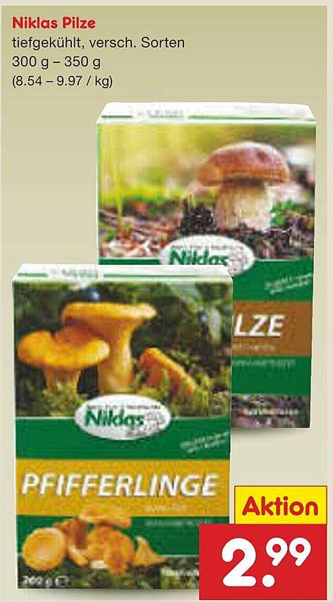 Niklas Pilze tiefgekühlt, verschiedene Sorten 300 g - 350 g
