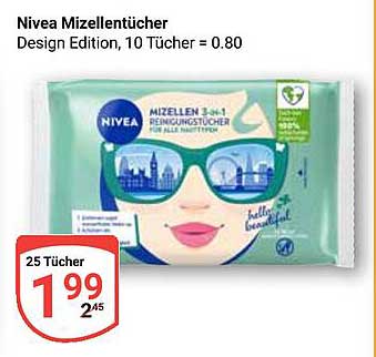 Nivea Mizellentücher Design Edition, 25 Tücher für nur 1,99€