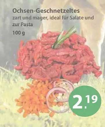 Ochsen-Geschnetzeltes - zart und mager, ideal für Salate und zur Pasta