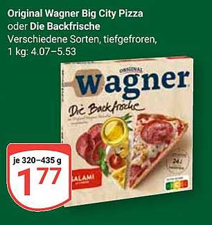 Original Wagner Big City Pizza oder Die Backfrische, 320–435 g