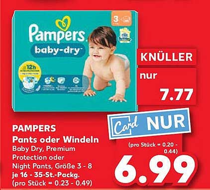 PAMPERS Pants oder Windeln Baby Dry, Premium Protection oder Night Pants, Größe 3 - 8 je 16 - 35-St.-Pack.