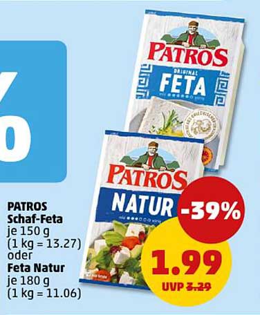 PATROS Schaf-Feta 150 g oder Feta Natur 180 g im Angebot