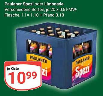Paulaner Spezi oder Limonade - Kiste mit 20 x 0,5 L-Flaschen