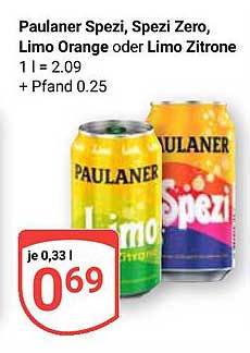 Paulaner Spezi, Spezi Zero, Limo Orange oder Limo Zitrone – nur für kurze Zeit!