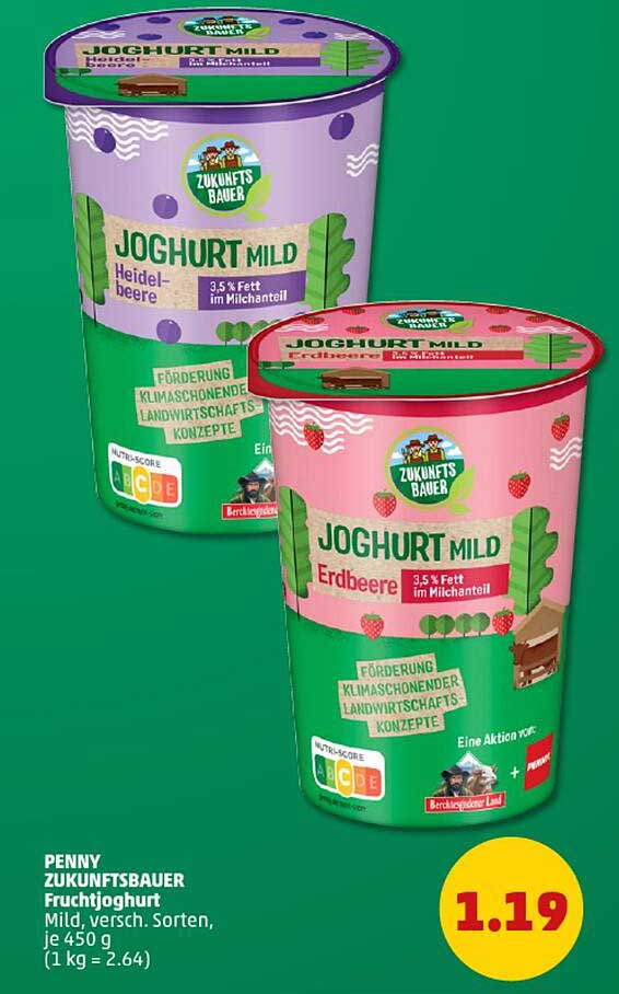 PENNY ZUKUNFTSBAUER Fruchtjoghurt Mild, verschiedene Sorten, je 450 g