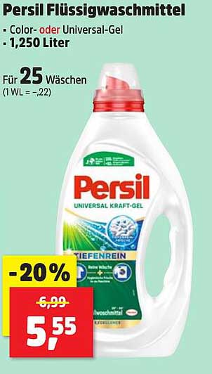 Persil Flüssigwaschmittel - Color- oder Universal-Gel, 1,250 Liter
