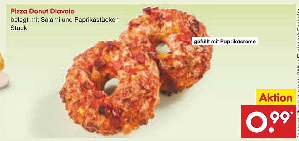 Pizza Donut Diavolo belegt mit Salami und Paprikastücken