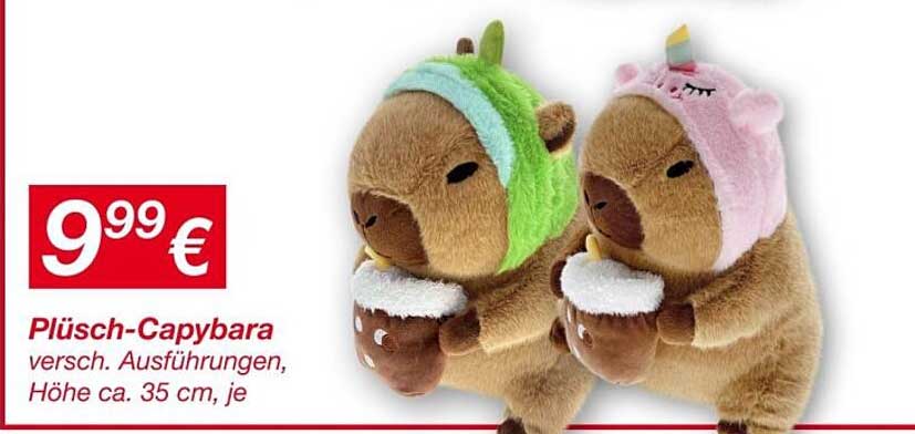 Plüsch-Capybara verschiedene Ausführungen, Höhe ca. 35 cm, je
