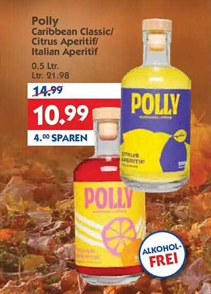 Polly Caribbean Classic/Citrus Aperitif/Italian Aperitif 0.5 Ltr.