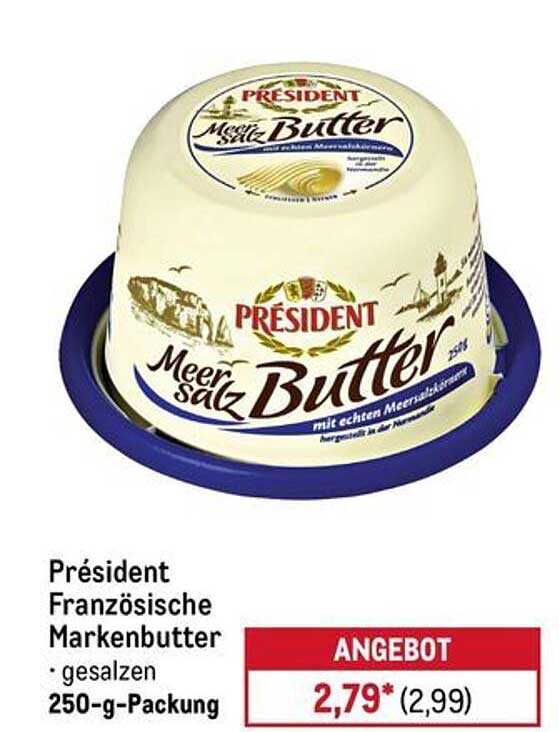 Président Französische Markenbutter - gesalzen 250-g-Packung
