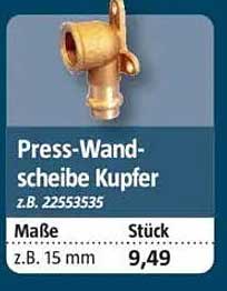 Press-Wand-Scheibe Kupfer z.B. 15 mm