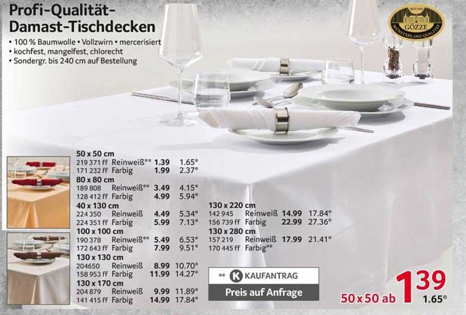 Profi-Qualität-Damast-Tischdecken