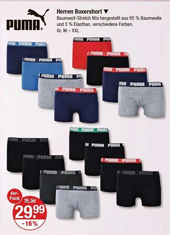PUMA Herren Boxershorts 4er-Pack