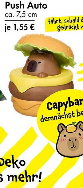 Push Auto - Capybara im Burger-Design