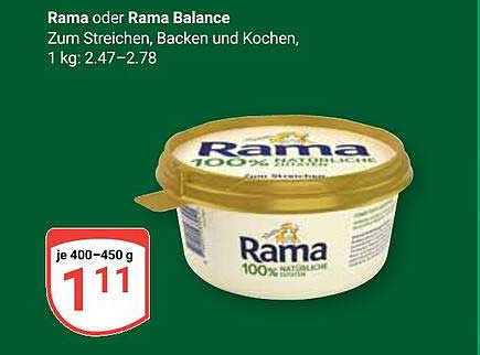 Rama oder Rama Balance, 1 kg zum Streichen, Backen und Kochen