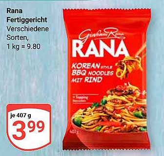 Rana Fertiggericht Korean Style BBQ Noodles mit Rind, 407 g