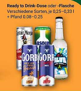 Ready to Drink-Dose oder -Flasche Verschiedene Sorten, je 0,25–0,33 l + Pfand 0,08–0,25