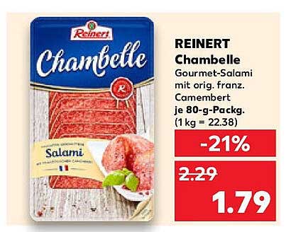 REINERT Chambelle Gourmet-Salami mit orig. franz. Camembert je 80-g-Packung