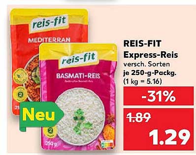 REIS-FIT Express-Reis - 250 g Paket für nur 1,29 €