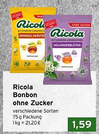 Ricola Bonbon ohne Zucker - verschiedene Sorten
