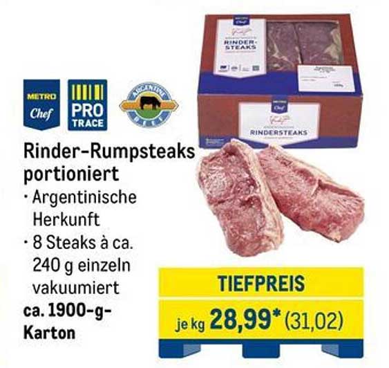 Rinder-Rumpsteaks portioniert - Argentinische Herkunft