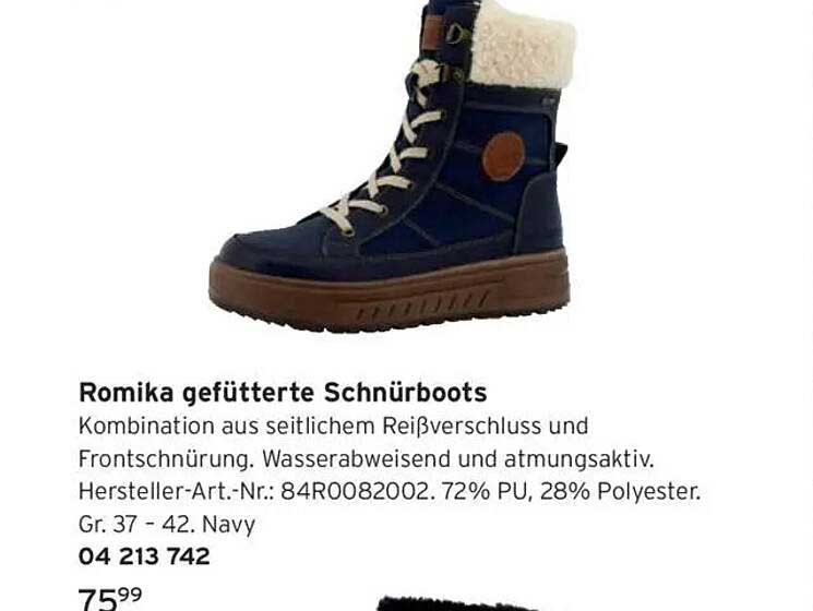 Romika gefütterte Schnürboots