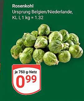 Rosenkohl Ursprung Belgien/Niederlande, KL I, 750 g für nur 0,99 €