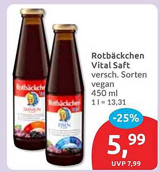 Rotbäckchen Vital Saft 450 ml - 25% reduziert