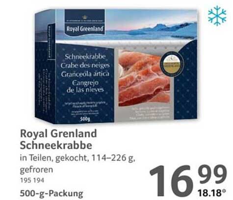 Royal Greenland Schneekrabbe in Teilen, gekocht, 114–226 g, gefroren