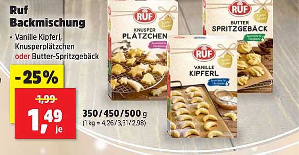 Ruf Backmischung - Vanille Kipferl, Knusperplätzchen oder Butter-Spritzgebäck