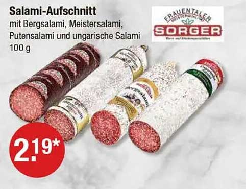 Salami-Aufschnitt mit Bergsalami, Meistersalami, Putensalami und ungarischer Salami 100 g