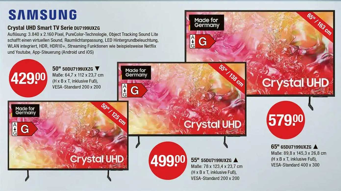 Samsung Crystal UHD Smart TV Serie DU7199UXZG