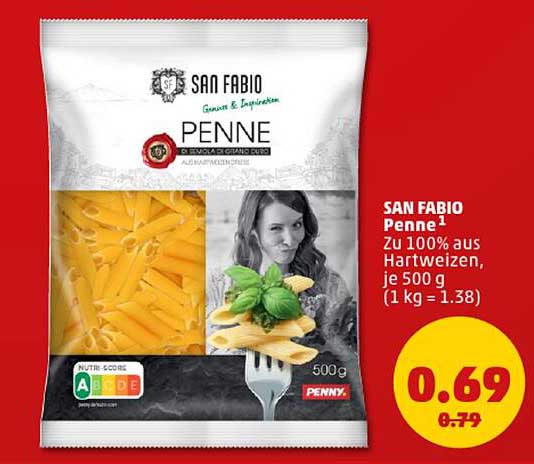 SAN FABIO Penne 500 g zum Sonderpreis