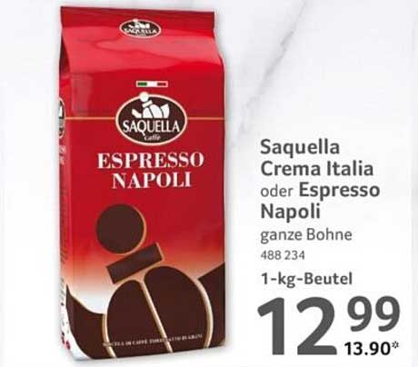 Saquella Crema Italia oder Espresso Napoli - ganze Bohne