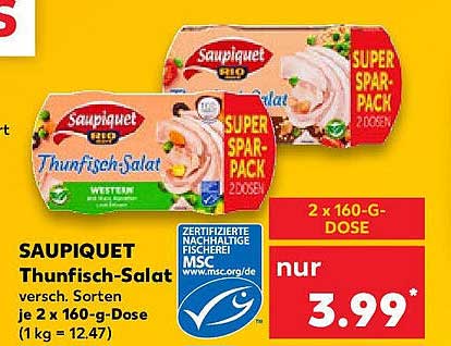 SAUPIQUET Thunfisch-Salat, 2 x 160-g-Dose