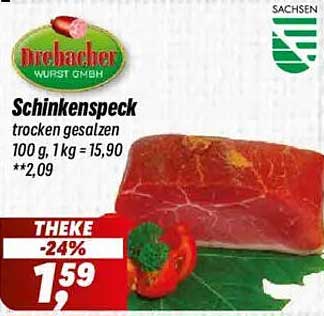 Schinkenspeck trocken gesalzen - Jetzt 24% günstiger!