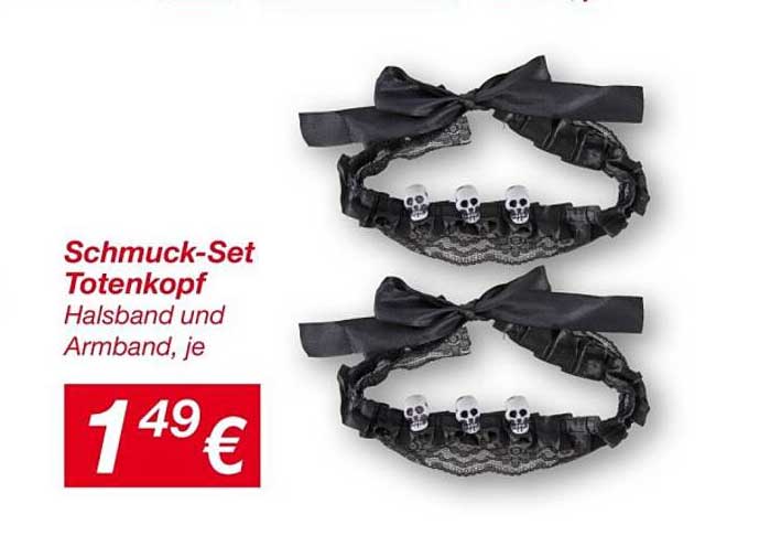 Schmuck-Set Totenkopf Halsband und Armband, je