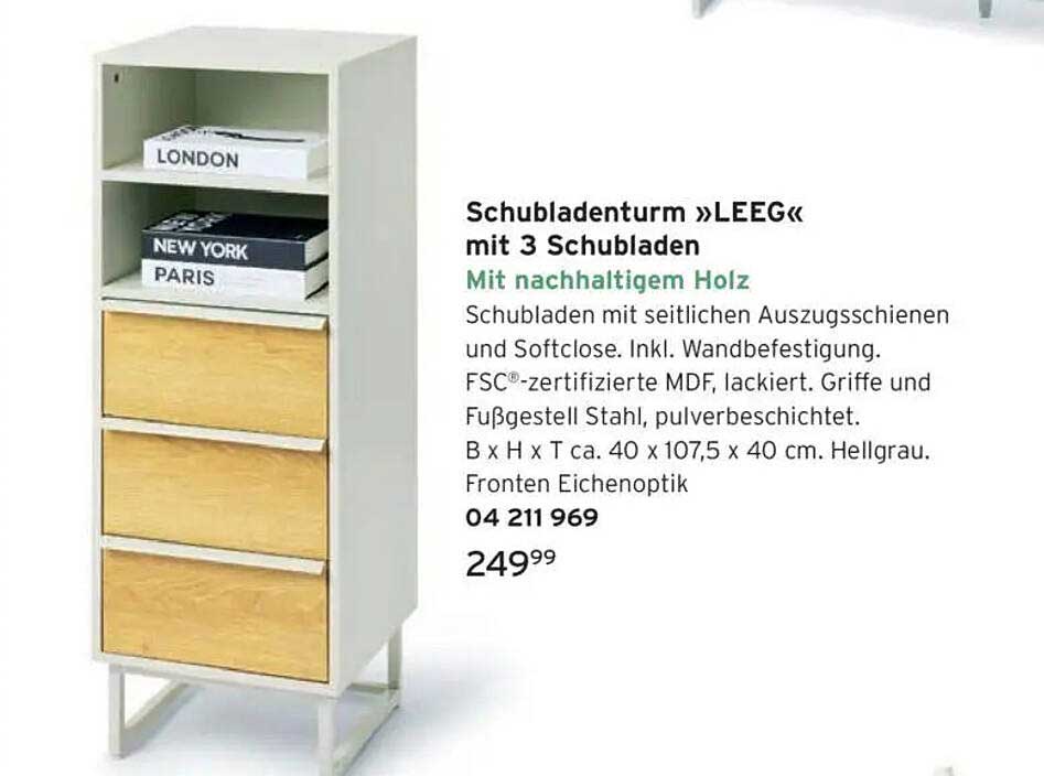 Schubladenturm »LEEG« mit 3 Schubladen