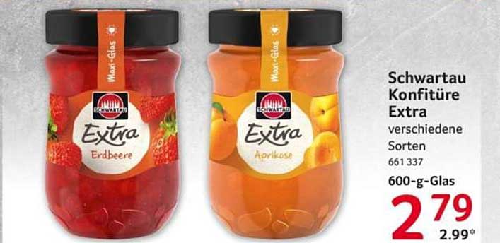 Schwartau Konfitüre Extra - Erdbeere und Aprikose 600-g-Glas