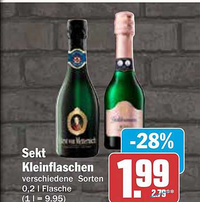 Sekt Kleinflaschen verschiedene Sorten 0,2 l Flasche