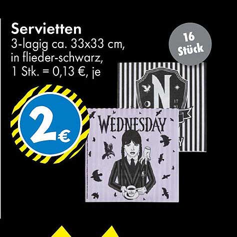Servietten 3-lagig in flieder-schwarz, 33x33 cm, 16 Stück