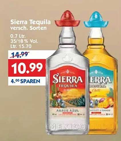 Sierra Tequila verschiedene Sorten 0,7 L - jetzt zum Sonderpreis!