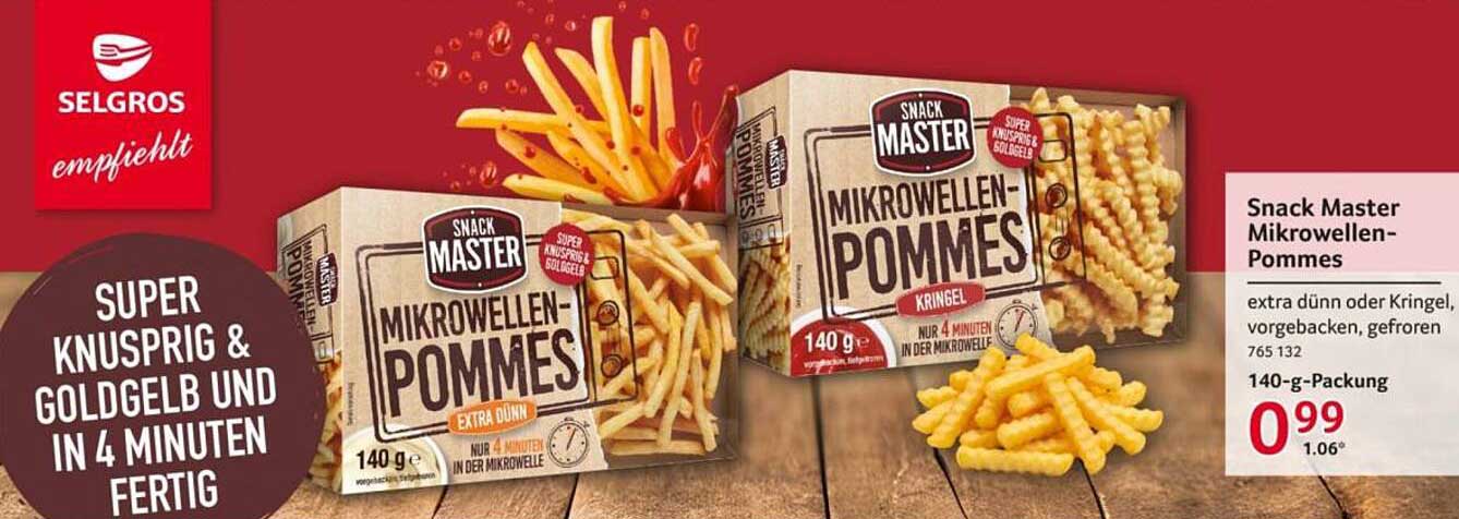 Snack Master Mikrowellen-Pommes - extra dünn oder Kringel