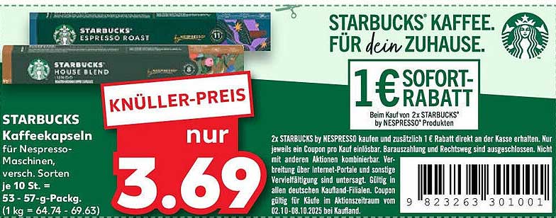 STARBUCKS Kaffee Kapseln für Nespresso Maschinen – Nur 3,69 €