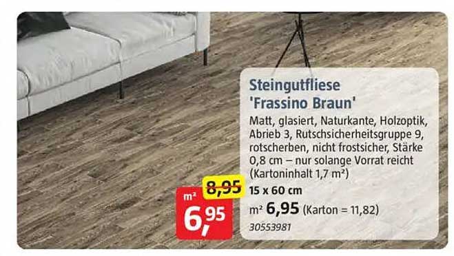 Steingutfliese 'Frassino Braun'