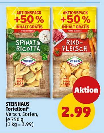 STEINHAUS Tortelloni - Spinat & Ricotta und Rind-Fleisch Mix