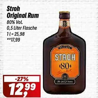 Stroh Original Rum 80% Vol - 0,5 Liter Flasche