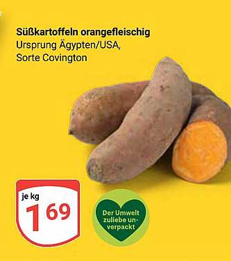 Süßkartoffeln orangefleischig - Ursprung Ägypten/USA, Sorte Covington